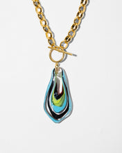 Load image into Gallery viewer, PLUME AQUA AND GREEN MURANO CHAIN NECKLACE