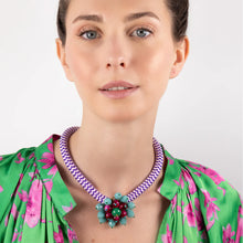 Load image into Gallery viewer, MARIGOLD TURQUOISE FLOWER SHORT NECKLACE