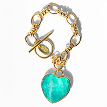 Load image into Gallery viewer, LUCY BRACELET WITH AQUA HEART