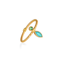 Load image into Gallery viewer, FLY RING WITH TURQUOISE AND TSAVORITE
