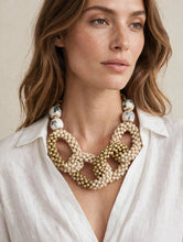 Load image into Gallery viewer, BEIGE WOVEN STATEMENT NECKLACE
