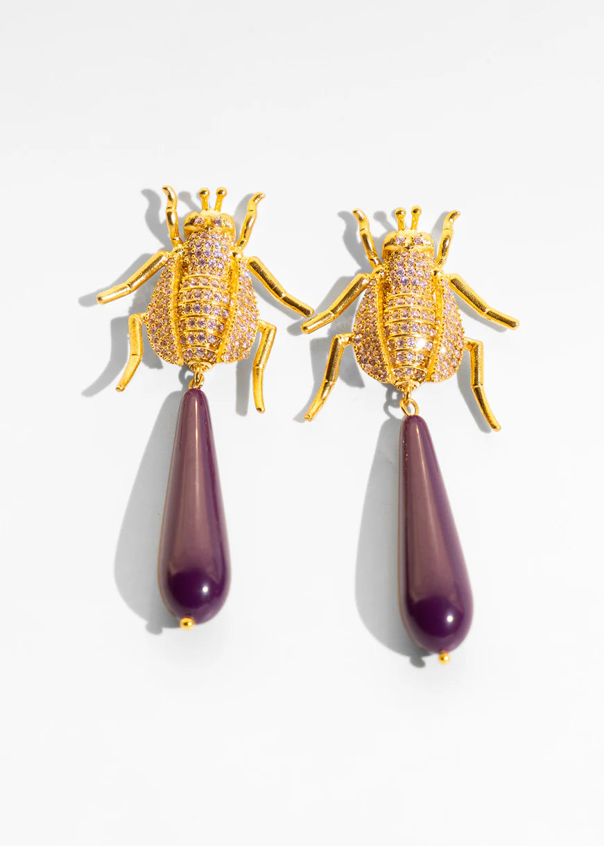 SEMIRAMIS EARRINGS WITH PURPLE DROPS