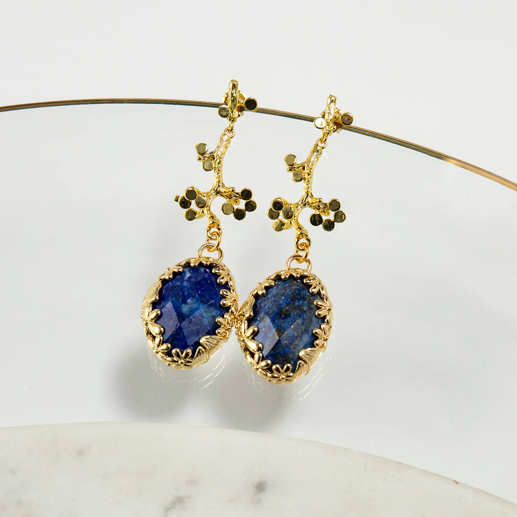 ALICIA LAPIS DANGLE EARRINGS