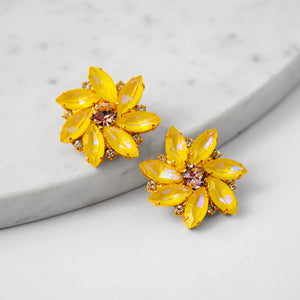 ALICE YELLOW CLIP CRYSTALS EARRINGS
