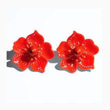 Load image into Gallery viewer, CASSIA RED FLOWER EARRINGS

