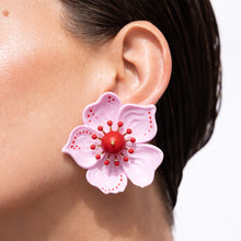 Load image into Gallery viewer, CASSIA PINK FLOWER EARRINGS
