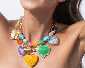 LUCY NECKLACE WITH MULTICOLOR HEARTS