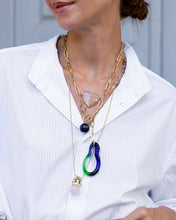 Load image into Gallery viewer, PLUME MURANO AND BLUE GOLDSTONE CHAIN NECKLACE
