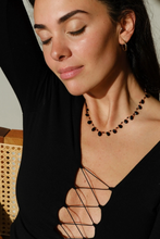 Load image into Gallery viewer, WHITNEY FACETED DB NECKLACE  BLACK SPINEL
