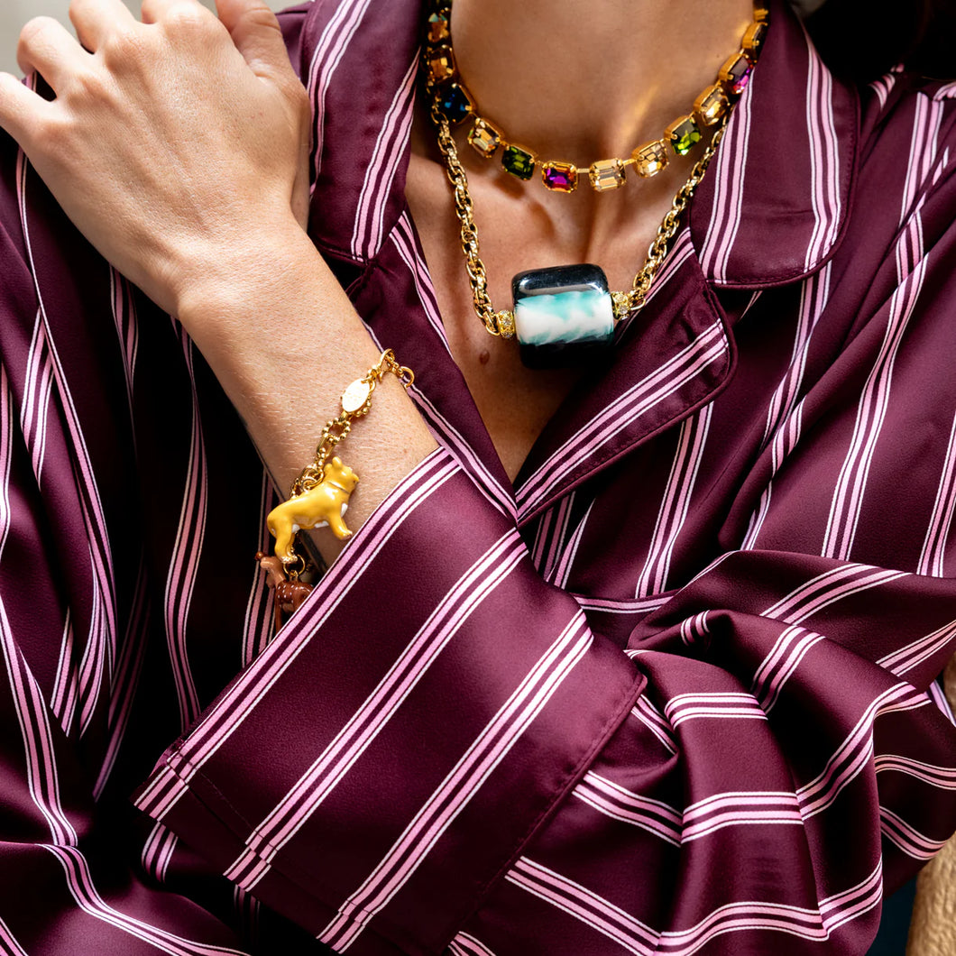 LIVIA CHAIN NECKLACE WITH GREEN BEAD