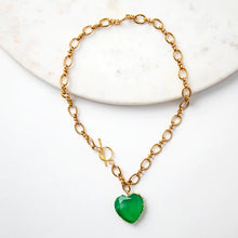 Load image into Gallery viewer, AMORE NECKLACE WITH GREEN HEART

