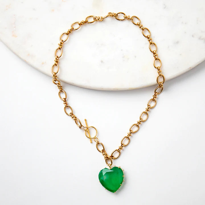 AMORE NECKLACE WITH GREEN HEART