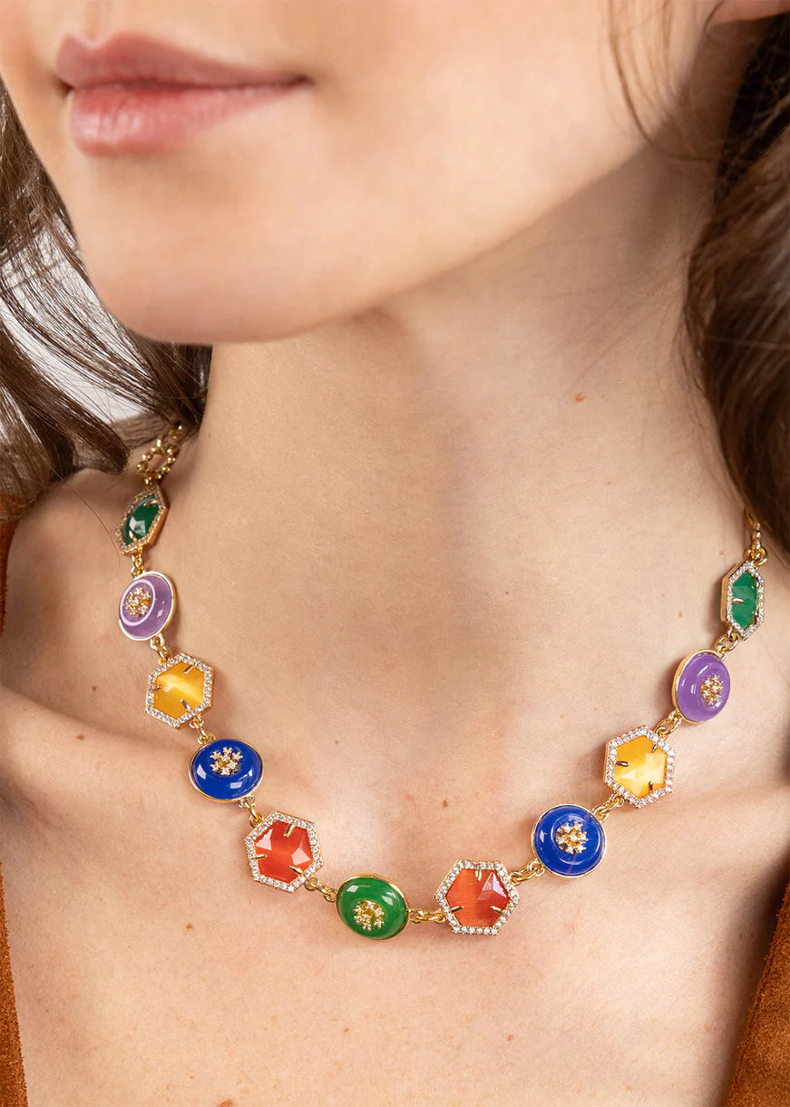 SEMIRAMIS SHORT NECKLACE WITH STONES