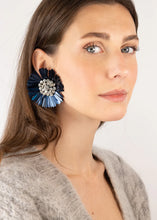 Load image into Gallery viewer, DIDI BLUE FLOWER CLIP EARRINGS

