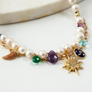 MARGHERITE SHORT NECKLACE WITH WHITE PEARLS