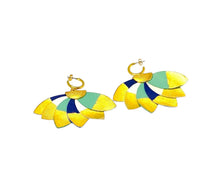 Load image into Gallery viewer, PLUMERIA TRICOLORE AQUA EARRINGS
