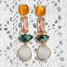 Load image into Gallery viewer, ELEANOR WHITE AND YELLOW DANGLE EARRINGS
