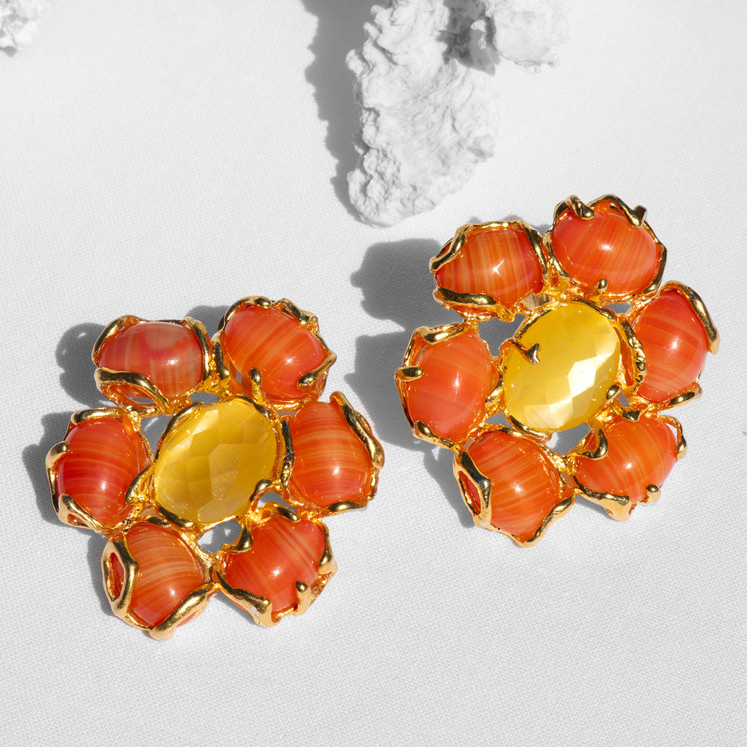 DOMNA FLOWER STUDS WITH CABOCHONS