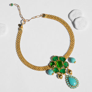 DOMNA VINTAGE CHAIN WITH GREEN FLOWER