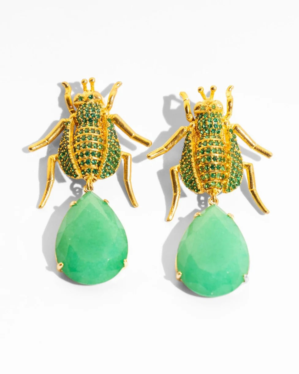 SEMIRAMIS EARRINGS WITH GREEN DROPS