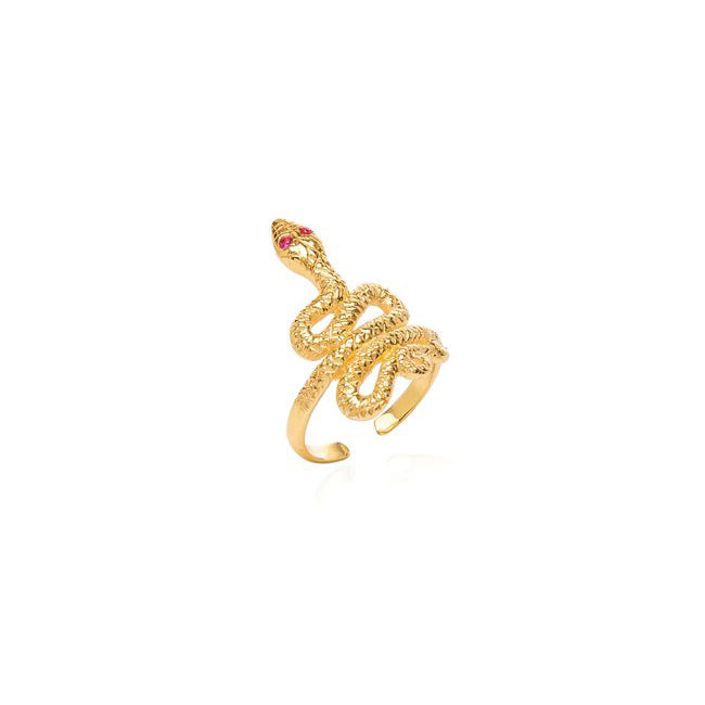 MEDUSA RED GOLD PLATED SILVER RING
