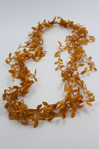 BROWN FABRIC NECKLACE WITH LEAVES