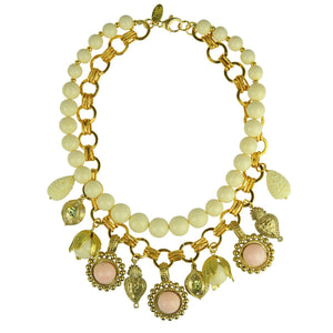 CLAUDIA WHITE SHORT NECKLACE WITH CHARMS