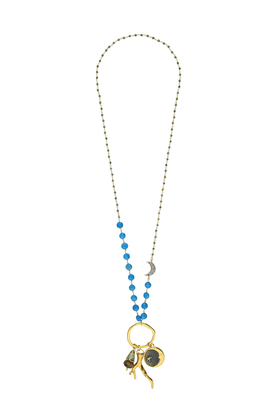 LONG CHARMS TURQUOISE NECKLACE